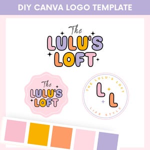 Pastel Logo Template: Retro Boutique Design (DIY Canva)
