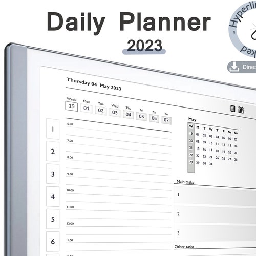 Remarkable 2 Daily Planner 2023 Hyperlinked Digital Planner Etsy