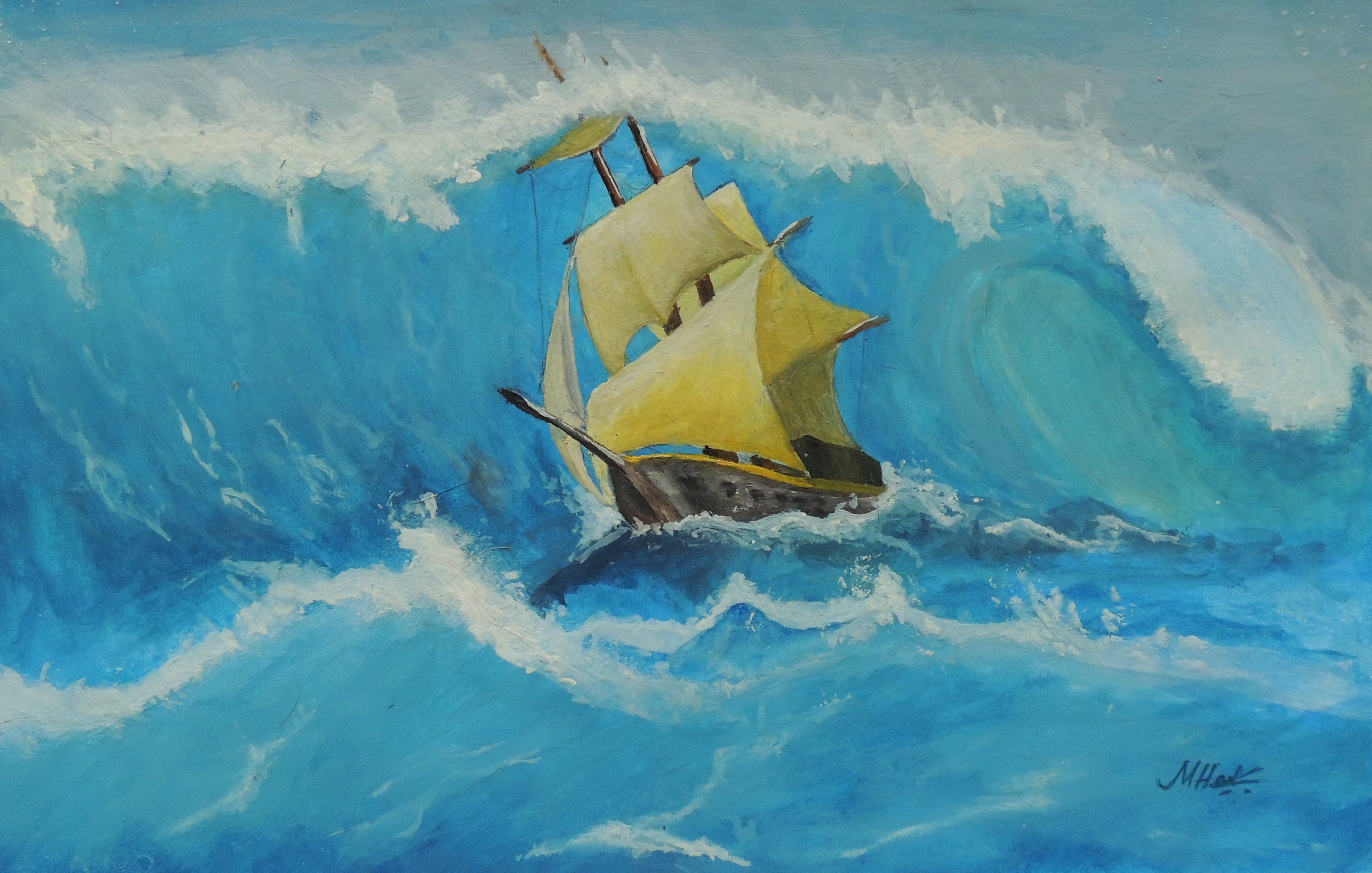 paper sailboat painting