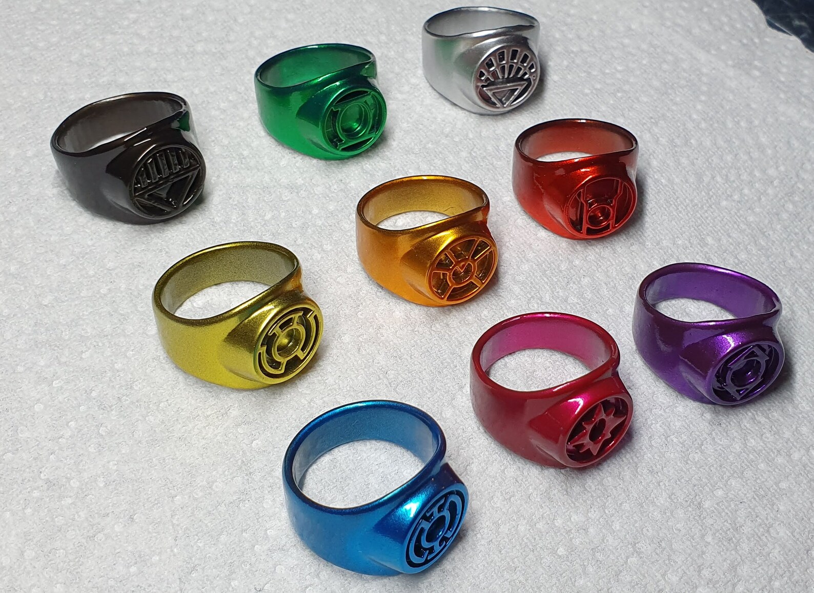 Full Set of 9 Lantern Corps Rings Resin Printed and Finished Etsy UK