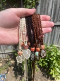 Macrame crystal adjustable and interchangeable necklace, comes with free crystal, cotton cord, wood beads, hippie jewelry, macrame necklace