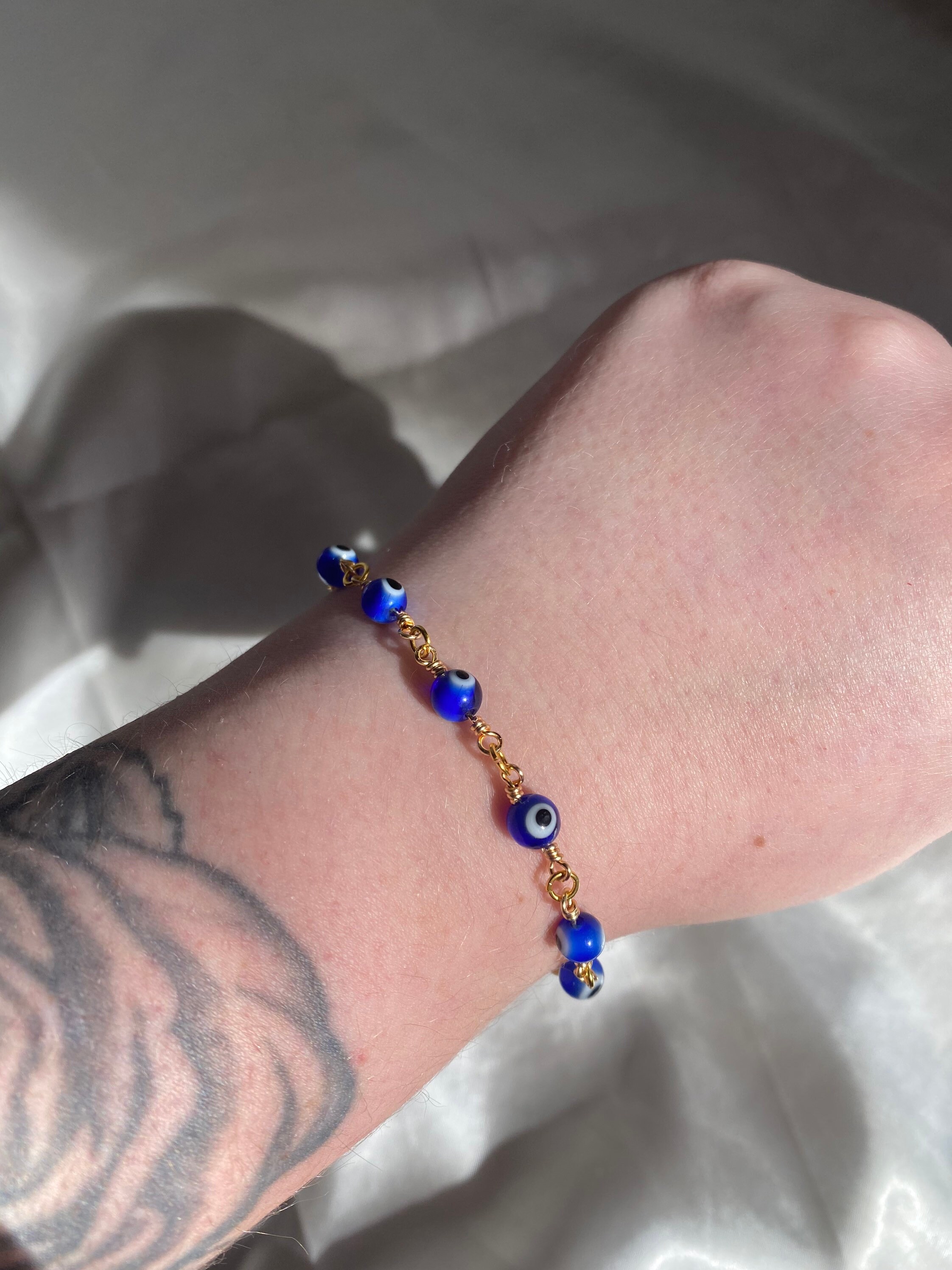 Evil Eye Chain Link Bracelet | Etsy