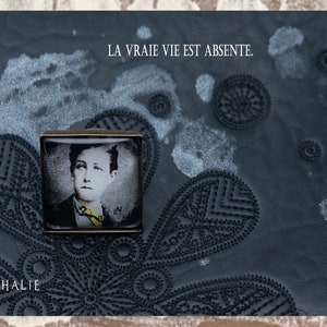Literary square bronze ring Arthur Rimbaud Poetry &quot;Délire I&quot; Collection: A season in hell