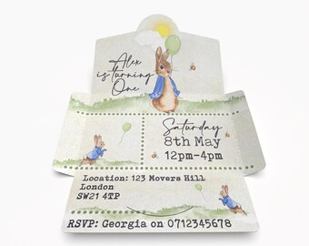 Peter Rabbit personnalisé baptême invite Pack de 10 bébé garçon dans le jardin Peter Rabbit personnalisé baptême invite Pack de 10 bébé garçon dans le jardin