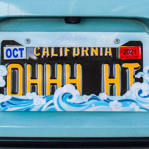 Floral Pattern License Plate Frame Blue Flowers Car Tag Etsy