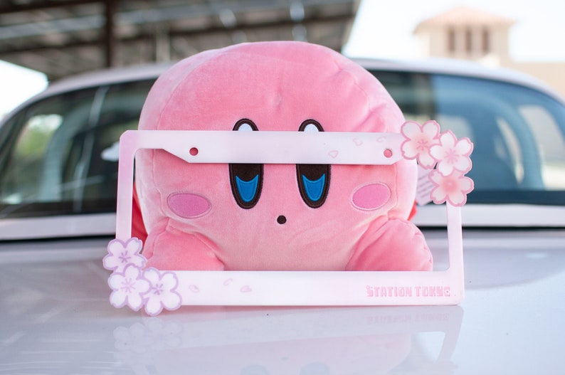 pink and purple pastel sakura cherry blossom license plate frame | acrylic kawaii jdm accessories automotive cars arts design 