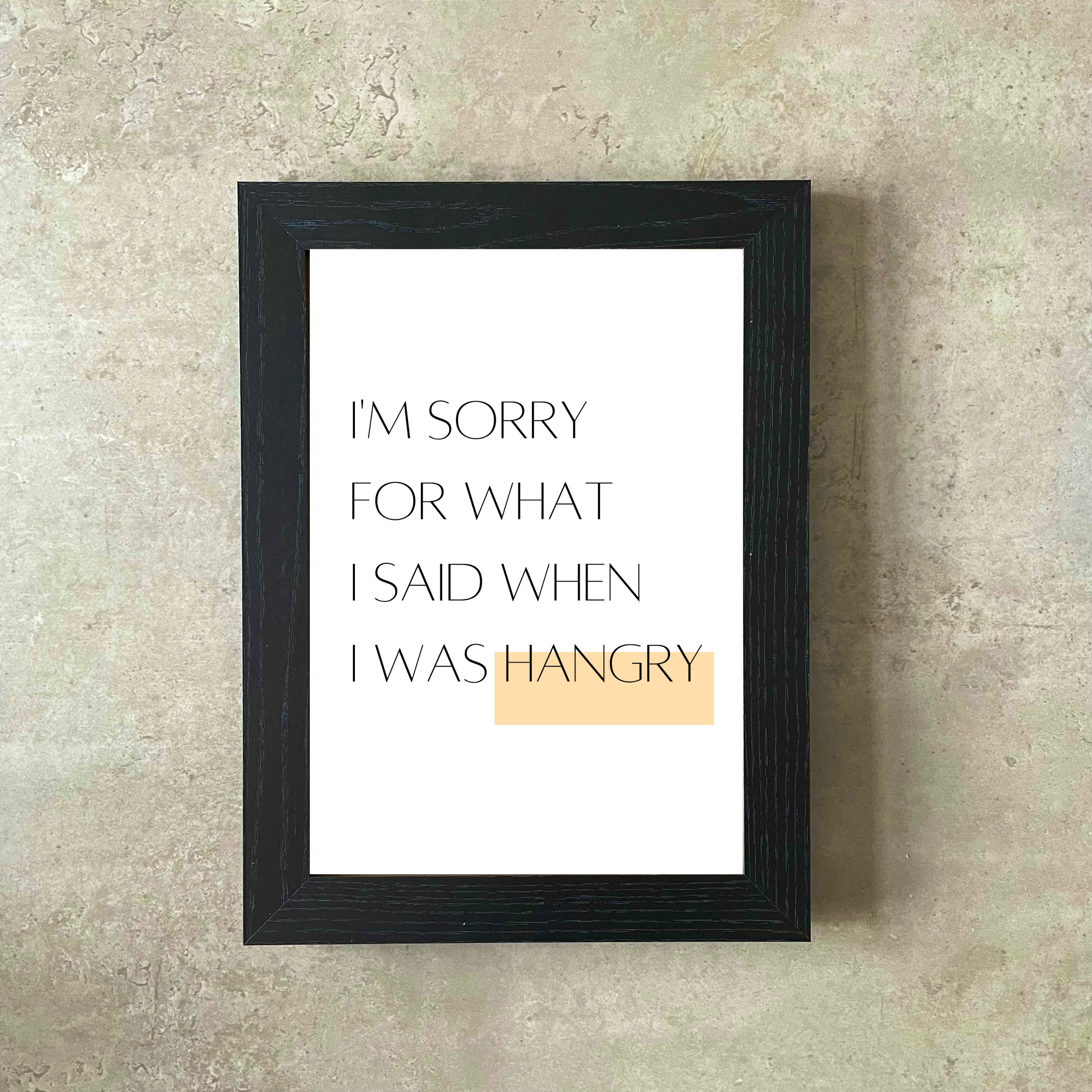 Funny Kitchen Quotes Hangry Print Dining Room Humour Quotes Etsy UK