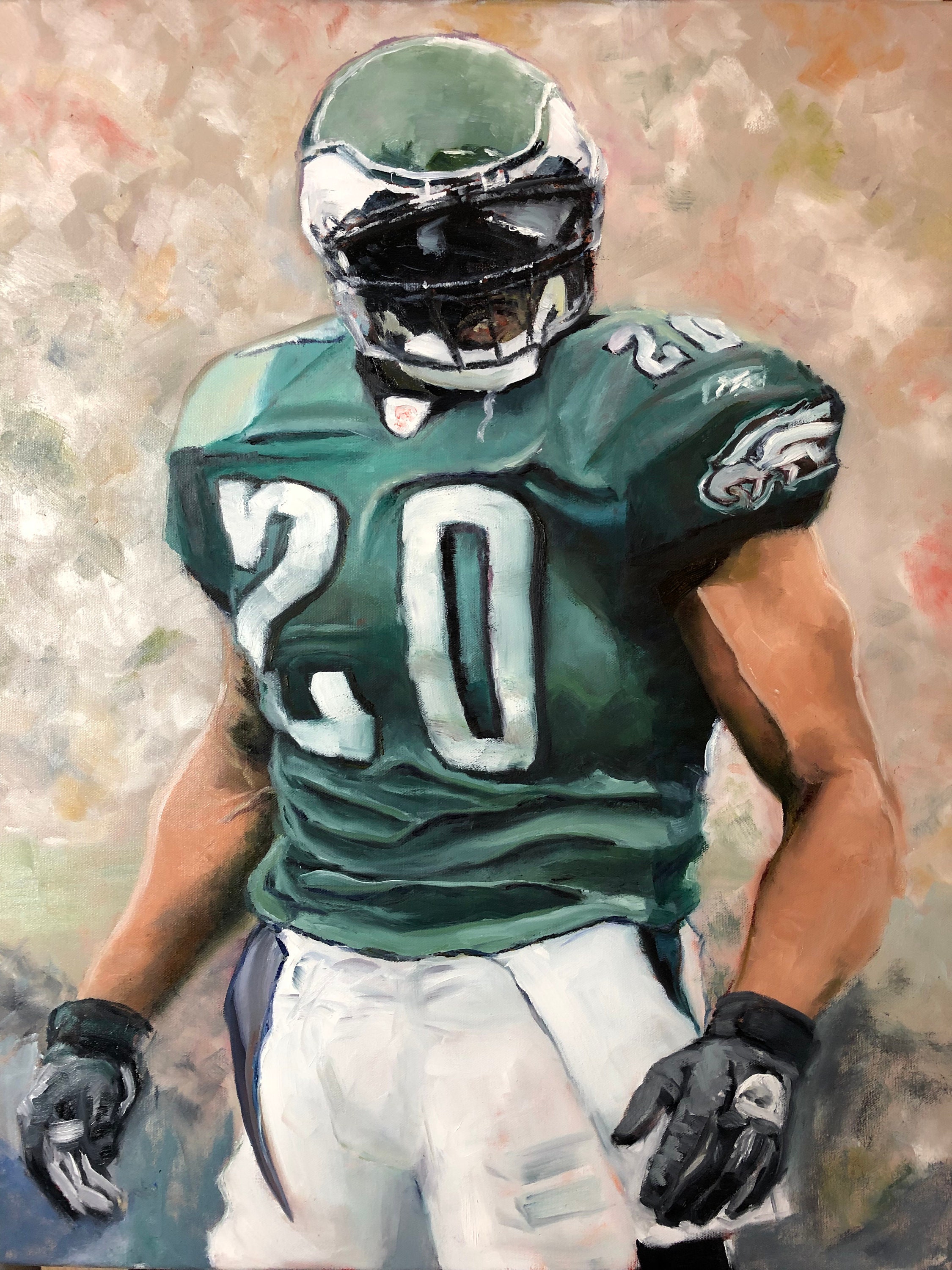Philadelphia Eagles Art Brian Dawkins Pintura al óleo Fan Art Original