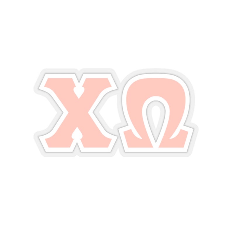 Chi Omega Peach & White Border Letter Sticker - Etsy