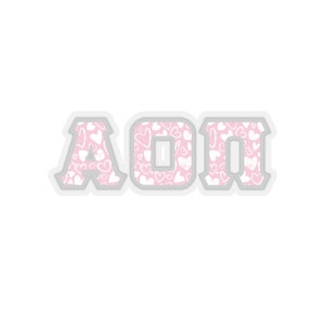 Alpha Omicron Pi Chalky Hearts Pattern Letter Sticker