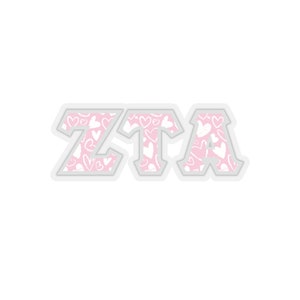 Zeta Tau Alpha Chalky Hearts Pattern Letter Sticker