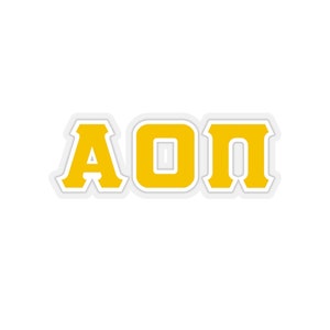 Alpha Omicron Pi Yellow with White Border Letter Sticker