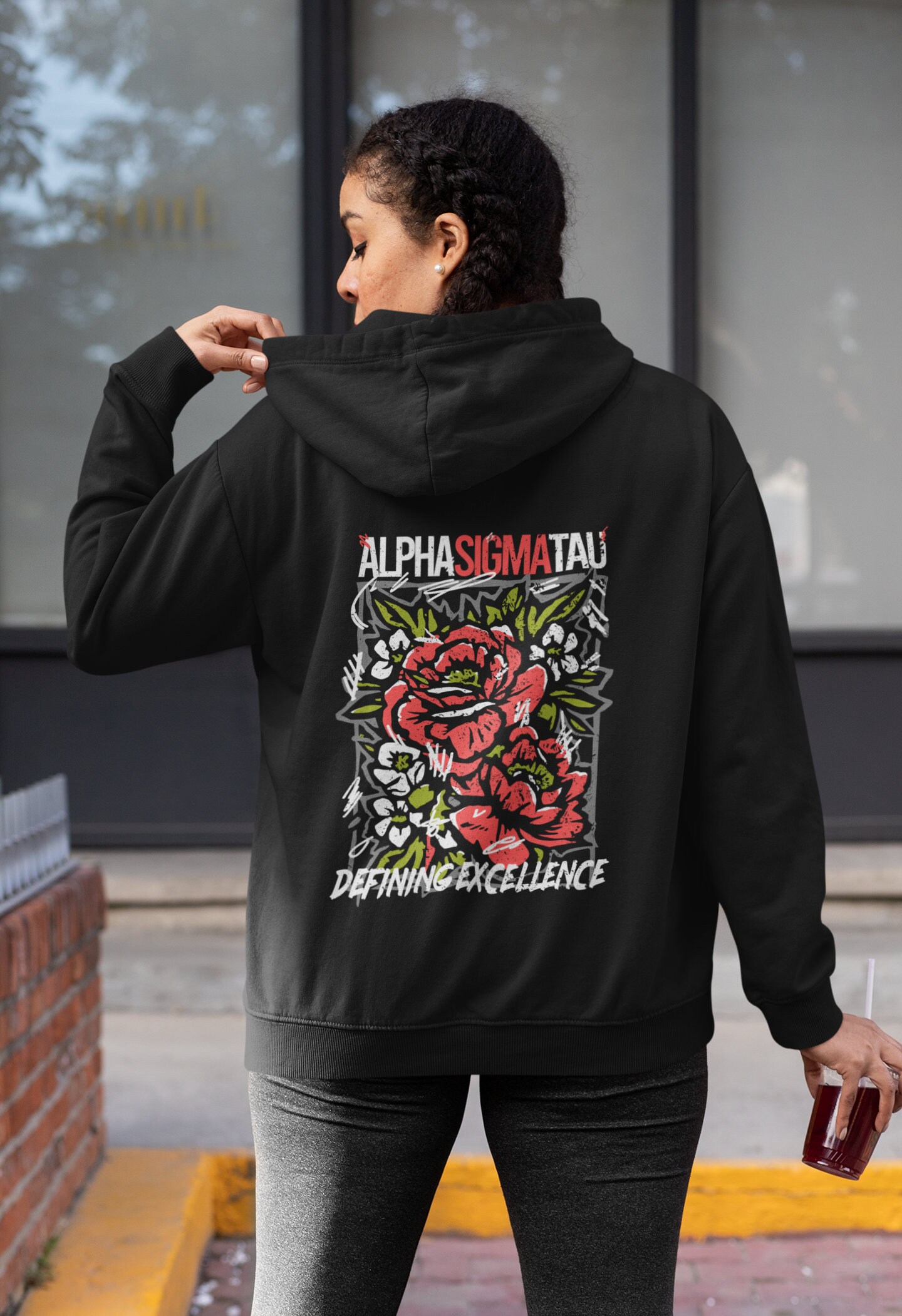 Alpha Sigma Tau Graphic Hoodie Grunge Roses - Etsy Sweden