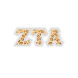 Zeta Tau Alpha Leopard Print Pattern Letter Sticker