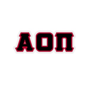 Alpha Omicron Pi Black with Cardinal Border Letter Sticker