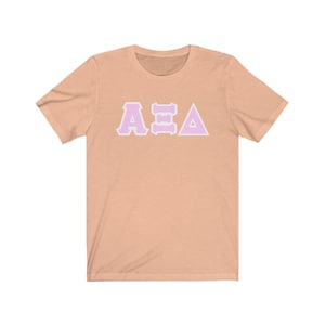 Alpha Xi Delta Print Letters | Light Pink with White Border T-Shirt