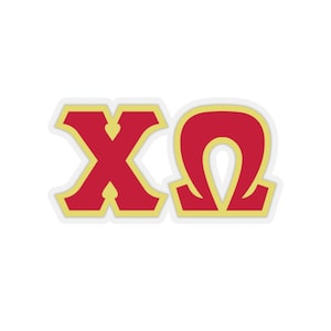 Chi Omega Cardinal with Straw Border Letter Sticker