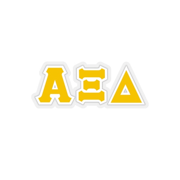 Alpha Xi Delta Quill Gold with White Border Letter Sticker