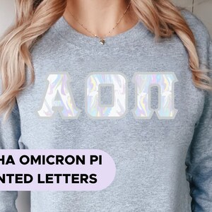 Alpha Omicron Pi Printed Sorority Letters | Pastel Tie-Dye Crewneck Sweatshirt