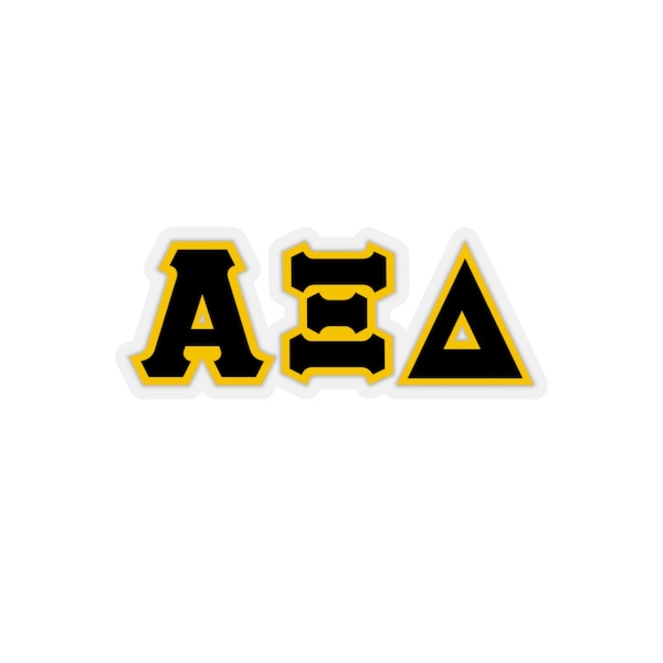 Alpha Xi Delta Black with Quill Gold Border Letter Sticker