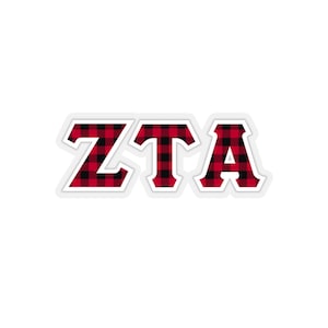 Zeta Tau Alpha Buffalo Plaid Pattern Letter Sticker