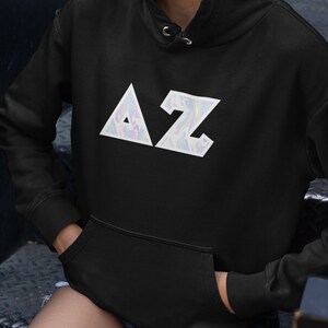 Delta Zeta Printed Sorority Letter Hoodie | Pastel Tie-Dye