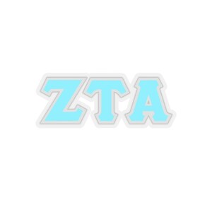 Zeta Tau Alpha Cyan with Grey Border Letter Sticker