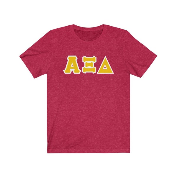 Alpha Xi Delta Printed Letters | Quill Gold & White Border T-Shirt