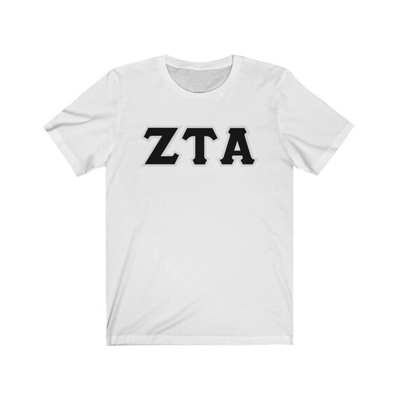 Zeta Tau Alpha Printed Sorority Letter T-shirt | ZTA Black With Grey Border  - Etsy