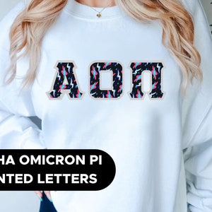 Alpha Omicron Pi Printed Letters | Bayside Black Crewneck Sweatshirt