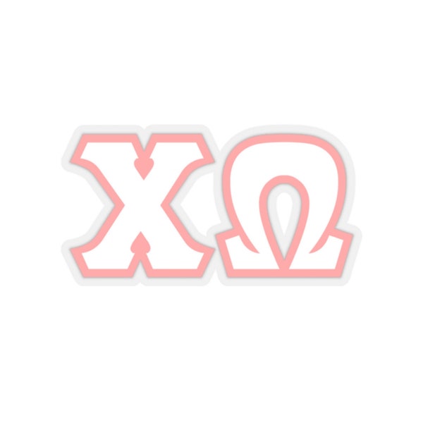 Chi Omega White with Pink Border Letter Sticker