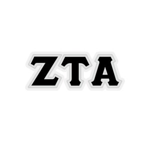 Zeta Tau Alpha Black with Grey Border Letter Sticker