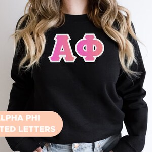 Alpha Phi Printed Letters | Bubble Gum Crewneck