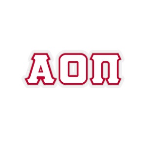 Alpha Omicron Pi White with Red Border Letter Sticker