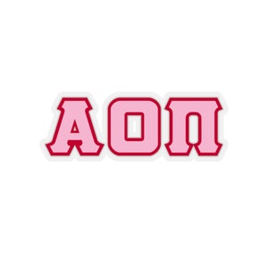 Alpha Omicron Pi Pink with Red Border Letter Sticker