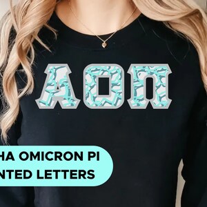 Alpha Omicron Pi Printed Sorority Letters | Under the Sea Crewneck Sweatshirt Crewneck