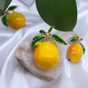 Enamel Lemon Brooch