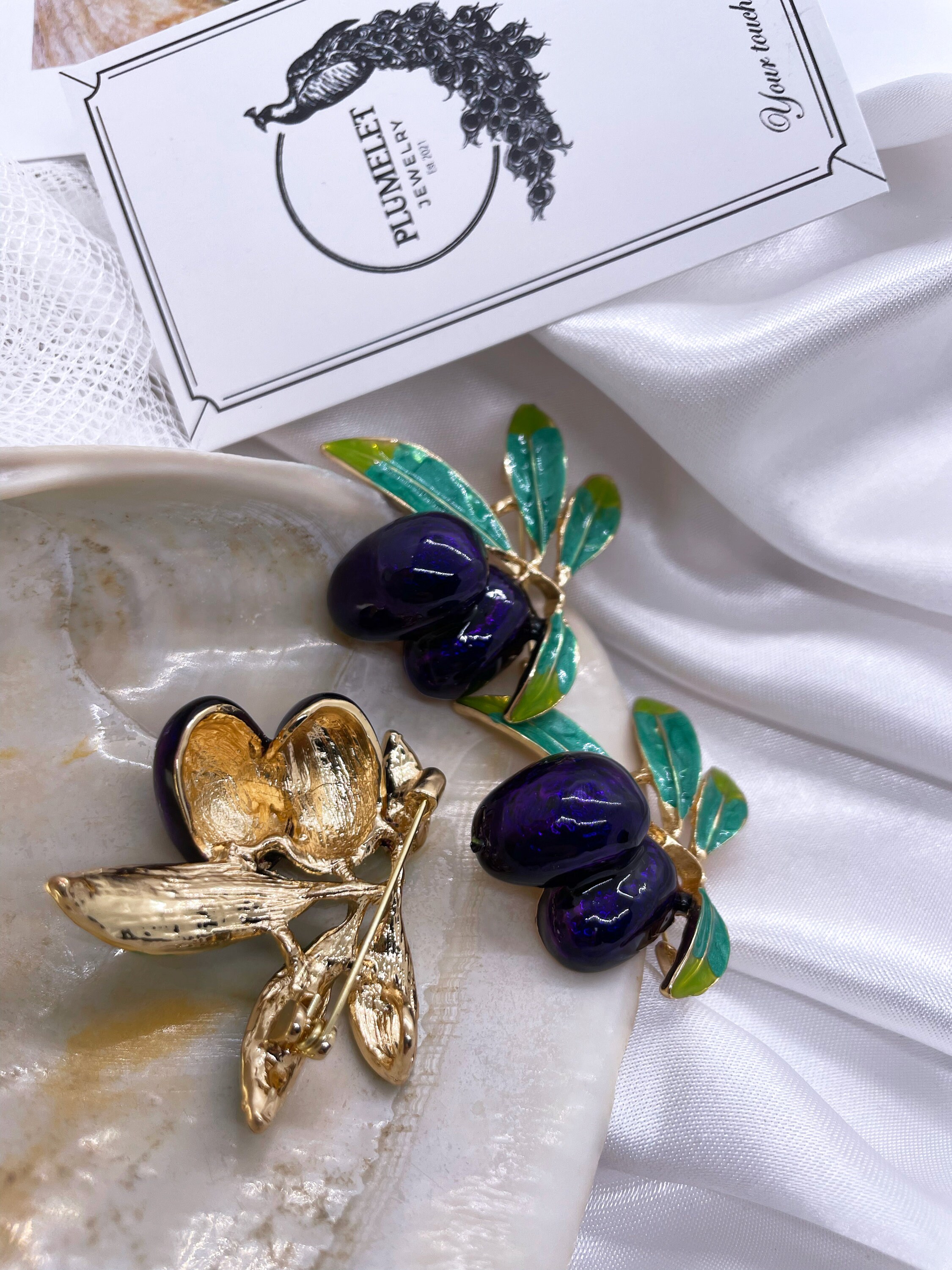 Olive Tree Enamel Brooch - Etsy