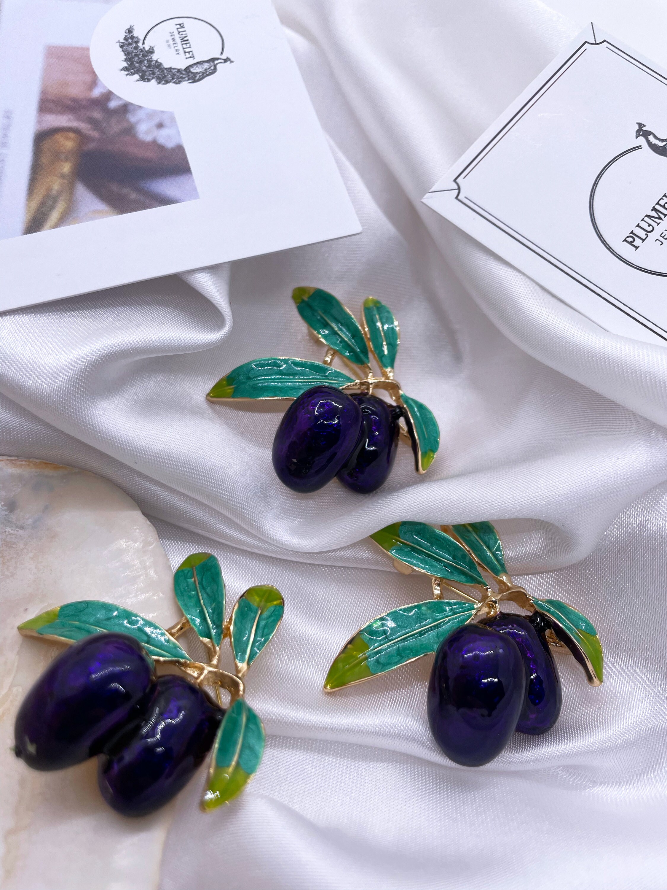 Olive Tree Enamel Brooch - Etsy