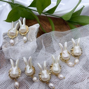 White Rabbit Baroque Pearl Stud Earrings image 9