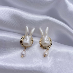 White Rabbit Baroque Pearl Stud Earrings image 4
