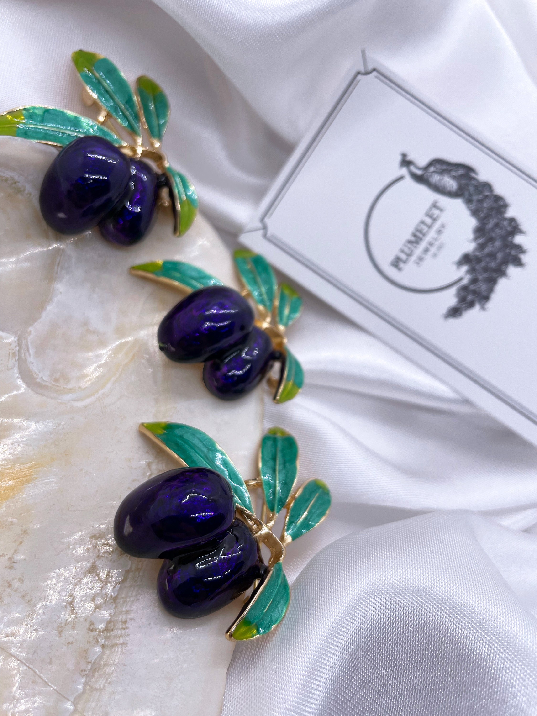 Olive Tree Enamel Brooch - Etsy