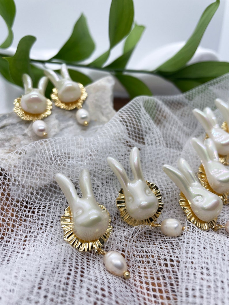 White Rabbit Baroque Pearl Stud Earrings image 10