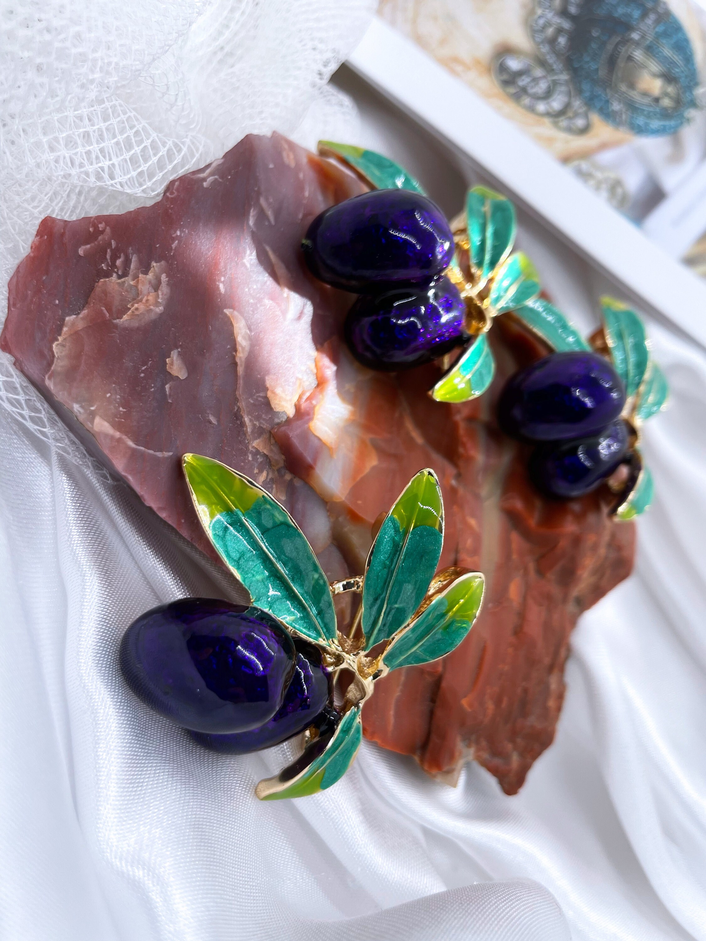 Olive Tree Enamel Brooch - Etsy