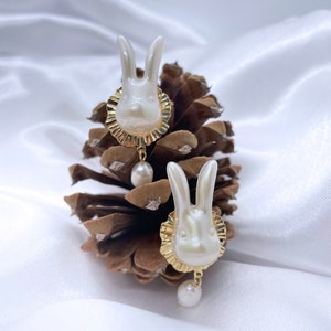 White Rabbit Baroque Pearl Stud Earrings image 3
