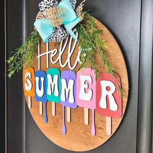Laser Cut Front Door | Welcome Sign | 3D Door Hang | Summer Door Hang | Front Door Sign | Front Door Sign | Front Door Hanger | Hello Summer