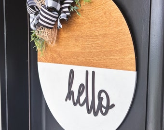 Laser Cut Front Door | Welcome Sign | 3D Door Hang | Farmhouse Front Door Sign | Hello Door Hang | Front Door Sign | Front Door Hang | Hello