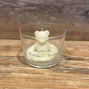 Teddy bear candle, baby shower candle, baptism candle, guest gifts