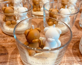 Candele per battesimo a forma di orsetto. Candela per battesimo, candela personalizzata, candela regalo per gli ospiti, candela di compleanno, candela per baby shower, candela