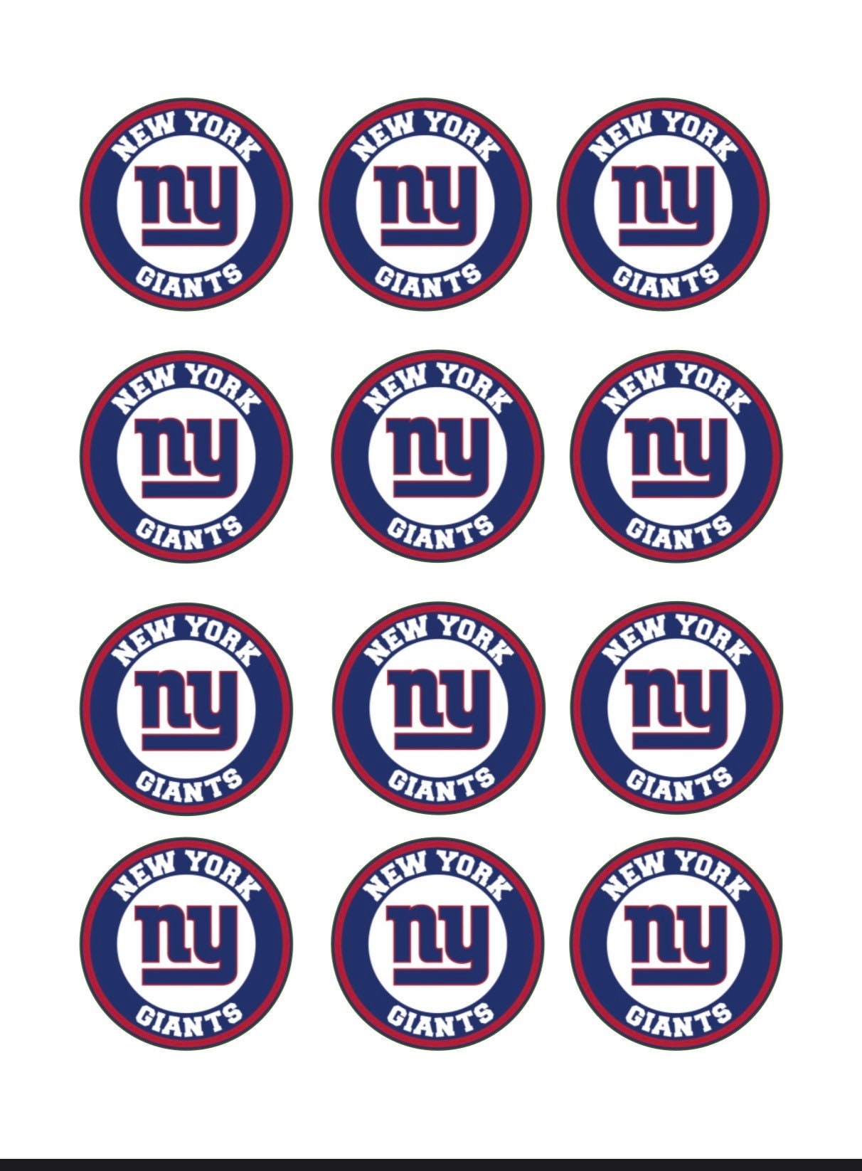 New York Giants Cupcake Topper/ EDIBLE IMAGE Etsy
